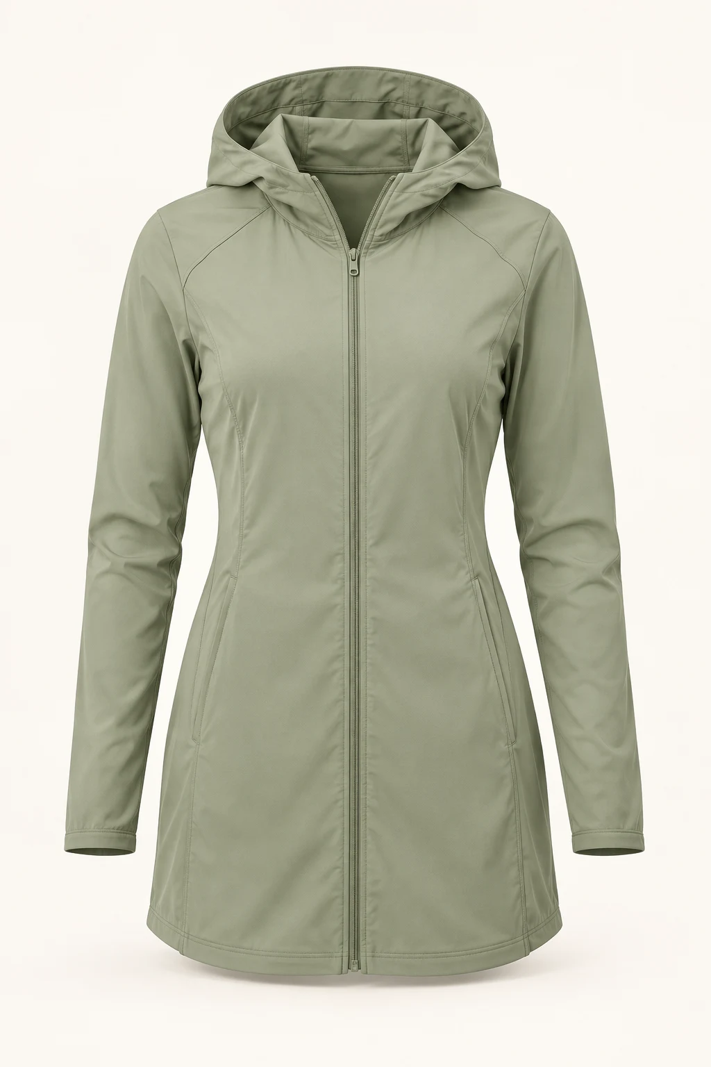 Aspen Longline Sun Hoodie in Sage, front view